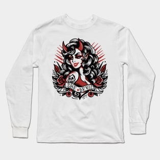 Retro Devil Girl Long Sleeve T-Shirt